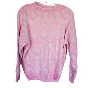 Vintage 1980s ferry kei Cabin sweater Pink White Large